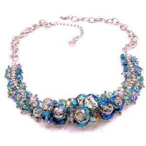 Vintage VERA WANG Iridescent Statement Necklace 20” With 3.5” Extender